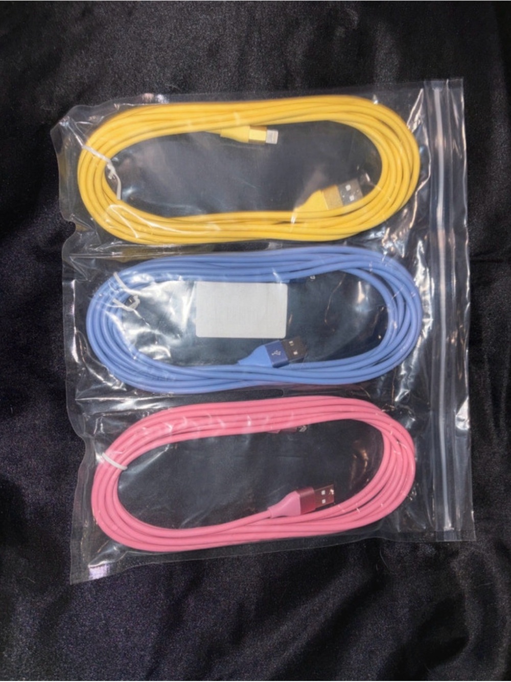 Universal Yellow, Blue & Pink USB Charging Cables - Pack of 3